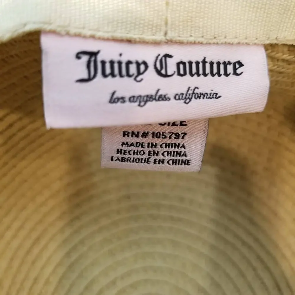 Juicy Couture Wide Brim Beach Sun Straw Hat One Size